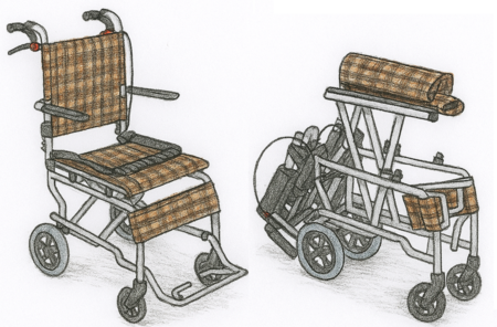 flodable wheelchair 450x296 รถเข็นคนไข้พับได้ รถเข็นคนไข้พับเก็บได้