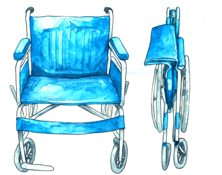foldingl wheelchair 450x355 รถเข็นคนไข้พับได้ รถเข็นคนไข้พับเก็บได้